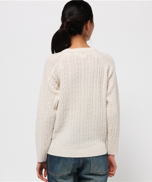 OUTLET（アウトレット）の「【CIAOPANIC TYPY】アルパカ混細ケーブルニット（ニット/セーター・レディース・サックスブルー/グレー/オフホワイト/ネイビー・ONE）」の7枚目の写真