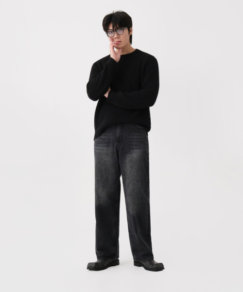 DWSE(ディーダブリューエスイー)の「ウォッシュドバルーンデニムワイドパンツ(ブラック)(デニムパンツ・メンズ・その他・SMALL/MEDIUM/LARGE/X-LARGE/XX-LARGE)」の3枚目の写真