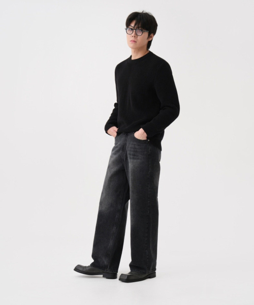 DWSE(ディーダブリューエスイー)の「ウォッシュドバルーンデニムワイドパンツ(ブラック)(デニムパンツ・メンズ・その他・SMALL/MEDIUM/LARGE/X-LARGE/XX-LARGE)」の4枚目の写真