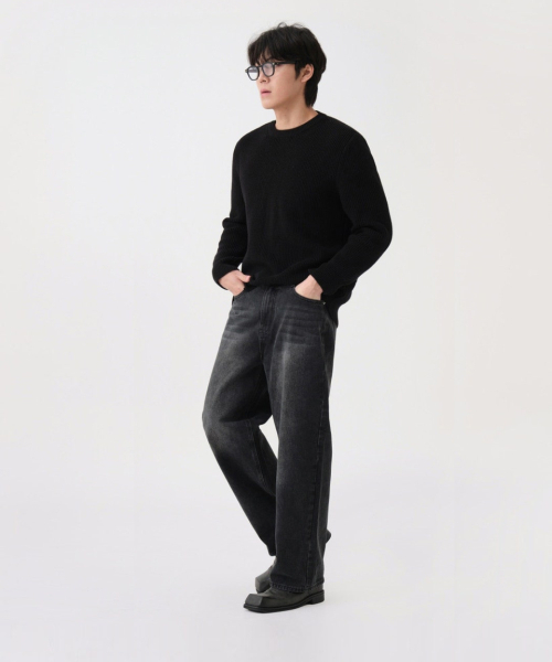 DWSE(ディーダブリューエスイー)の「ウォッシュドバルーンデニムワイドパンツ(ブラック)(デニムパンツ・メンズ・その他・SMALL/MEDIUM/LARGE/X-LARGE/XX-LARGE)」の5枚目の写真