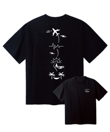 BEMIGHTY（ビーマイティー）の「トラベルドローイングオーバーサイズ半袖Tシャツ[ブラック]（Tシャツ/カットソー）」