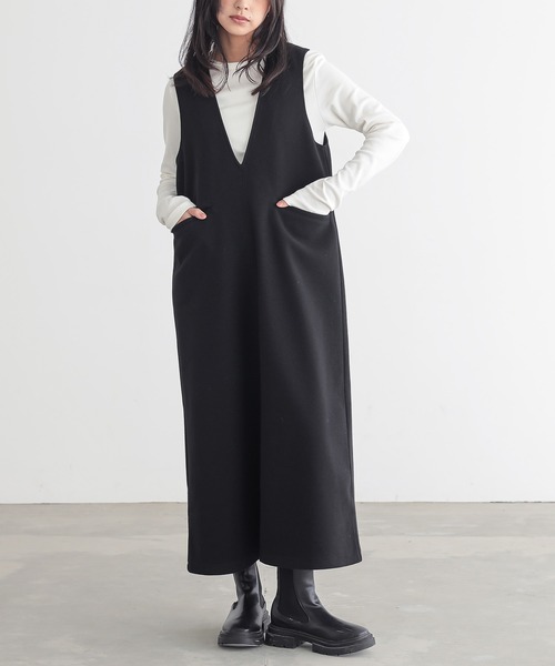 for/c(フォーシー)の「あたたか起毛ジャンパースカート【サスティナブル】(ワンピース・レディース・ブラック/チャコール・TM/PM/L/M)」の12枚目の写真