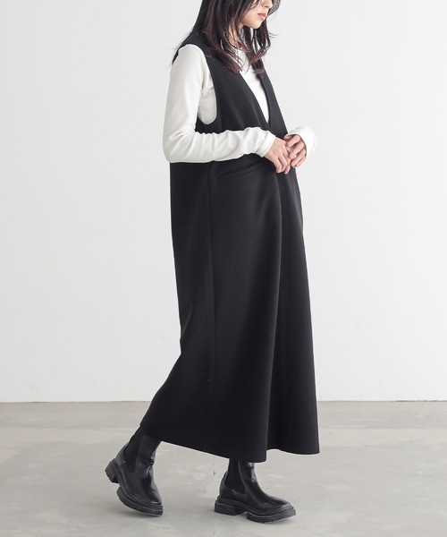 for/c(フォーシー)の「あたたか起毛ジャンパースカート【サスティナブル】(ワンピース・レディース・ブラック/チャコール・TM/PM/L/M)」の13枚目の写真