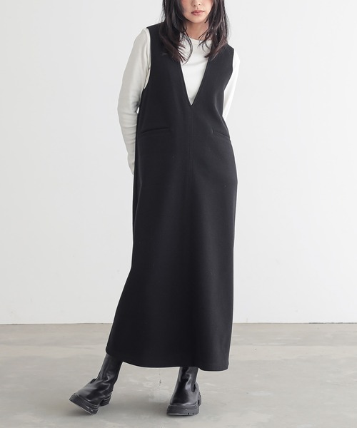 for/c(フォーシー)の「あたたか起毛ジャンパースカート【サスティナブル】(ワンピース・レディース・ブラック/チャコール・TM/PM/L/M)」の16枚目の写真