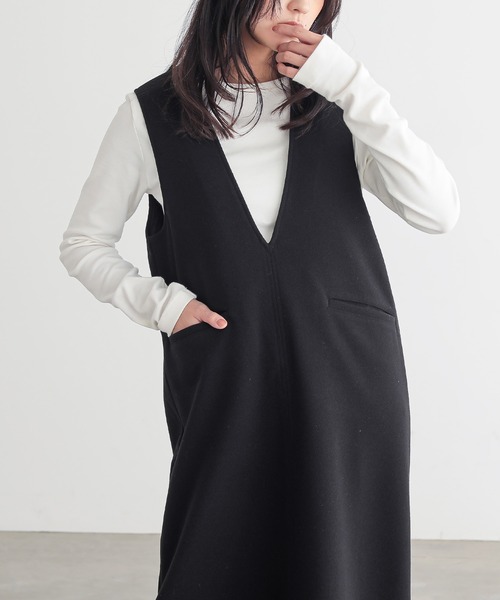 for/c(フォーシー)の「あたたか起毛ジャンパースカート【サスティナブル】(ワンピース・レディース・ブラック/チャコール・TM/PM/L/M)」の10枚目の写真
