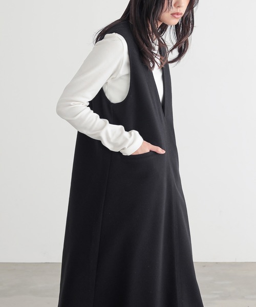 for/c(フォーシー)の「あたたか起毛ジャンパースカート【サスティナブル】(ワンピース・レディース・ブラック/チャコール・TM/PM/L/M)」の3枚目の写真