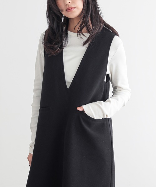 for/c(フォーシー)の「あたたか起毛ジャンパースカート【サスティナブル】(ワンピース・レディース・ブラック/チャコール・TM/PM/L/M)」の6枚目の写真