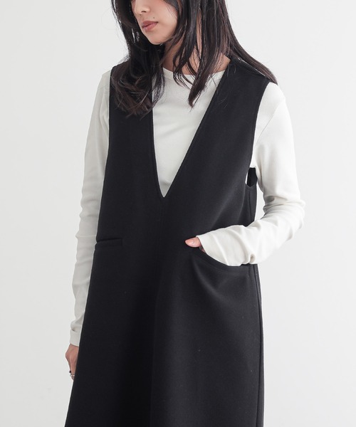for/c(フォーシー)の「あたたか起毛ジャンパースカート【サスティナブル】(ワンピース・レディース・ブラック/チャコール・TM/PM/L/M)」の7枚目の写真