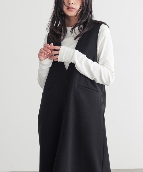 for/c(フォーシー)の「あたたか起毛ジャンパースカート【サスティナブル】(ワンピース・レディース・ブラック/チャコール・TM/PM/L/M)」の8枚目の写真
