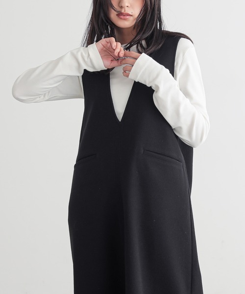 for/c(フォーシー)の「あたたか起毛ジャンパースカート【サスティナブル】(ワンピース・レディース・ブラック/チャコール・TM/PM/L/M)」の9枚目の写真