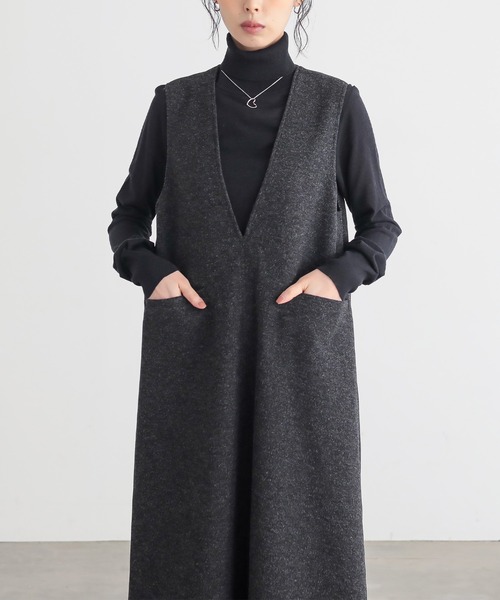 for/c(フォーシー)の「あたたか起毛ジャンパースカート【サスティナブル】(ワンピース・レディース・ブラック/チャコール・TM/PM/L/M)」の20枚目の写真