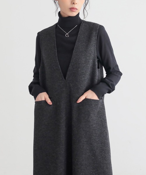 for/c(フォーシー)の「あたたか起毛ジャンパースカート【サスティナブル】(ワンピース・レディース・ブラック/チャコール・TM/PM/L/M)」の21枚目の写真
