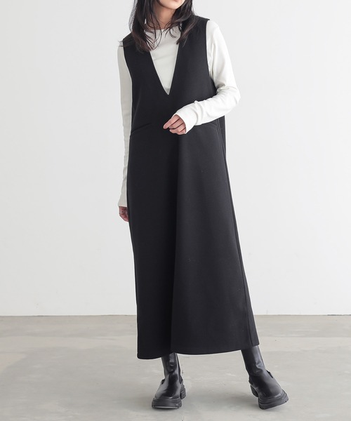 for/c(フォーシー)の「あたたか起毛ジャンパースカート【サスティナブル】(ワンピース・レディース・ブラック/チャコール・TM/PM/L/M)」の19枚目の写真