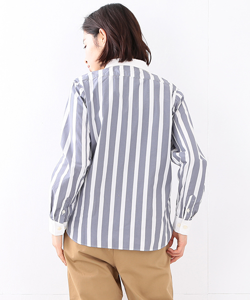 BEAMS BOY（ビームスボーイ）の「【FUDGE5月号掲載】BEAMS BOY / タイプライター クレリックシャツ（シャツ/ブラウス・レディース・グレー/ブルー・ONE SIZE）」の12枚目の写真