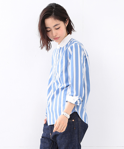 BEAMS BOY（ビームスボーイ）の「【FUDGE5月号掲載】BEAMS BOY / タイプライター クレリックシャツ（シャツ/ブラウス・レディース・グレー/ブルー・ONE SIZE）」の14枚目の写真