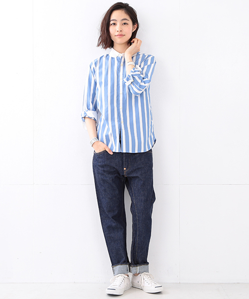 BEAMS BOY（ビームスボーイ）の「【FUDGE5月号掲載】BEAMS BOY / タイプライター クレリックシャツ（シャツ/ブラウス・レディース・グレー/ブルー・ONE SIZE）」の18枚目の写真