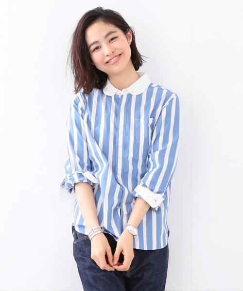 BEAMS BOY（ビームスボーイ）の「【FUDGE5月号掲載】BEAMS BOY / タイプライター クレリックシャツ（シャツ/ブラウス・レディース・グレー/ブルー・ONE SIZE）」の3枚目の写真