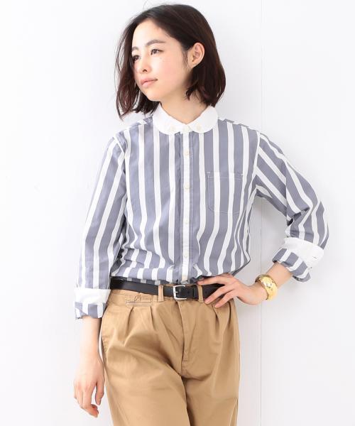 BEAMS BOY（ビームスボーイ）の「【FUDGE5月号掲載】BEAMS BOY / タイプライター クレリックシャツ（シャツ/ブラウス・レディース・グレー/ブルー・ONE SIZE）」の4枚目の写真