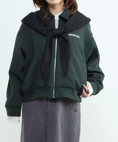 CONVERSE TOKYO(コンバーストウキョウ)の「BACK STAR★ SWEAT BLOUSON(ブルゾン・レディース・グレー/グリーン/ブラック・FREE)」の5枚目の写真