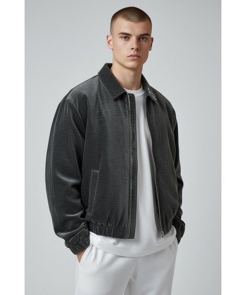 Soft V Blouson Jacket (Charcoal)