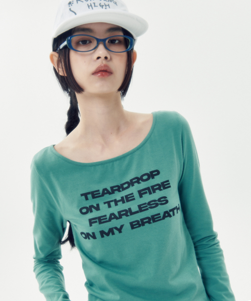 runningHIGH（ランニングハイ）の「レタリングスリムL/Sティー[グリーン]（Tシャツ/カットソー・レディース・グリーン・F）」の5枚目の写真