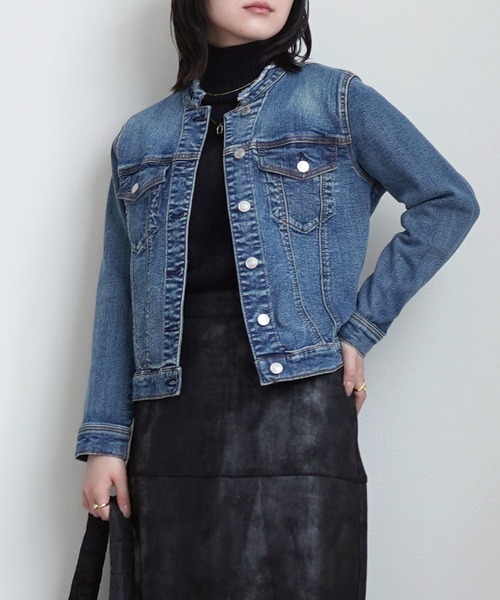 SELECT LEVERY(セレクトリベリー)の「カットオフデニムジャケット(デニムジャケット・レディース・ワンウォッシュ/ネイビー/ブラック・LARGE/MEDIUM/SMALL/X-LARGE)」の3枚目の写真