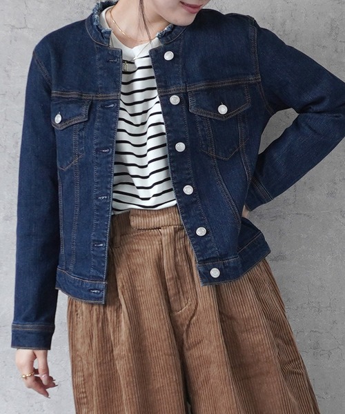 SELECT LEVERY(セレクトリベリー)の「カットオフデニムジャケット(デニムジャケット・レディース・ワンウォッシュ/ネイビー/ブラック・LARGE/MEDIUM/SMALL/X-LARGE)」の1枚目の写真