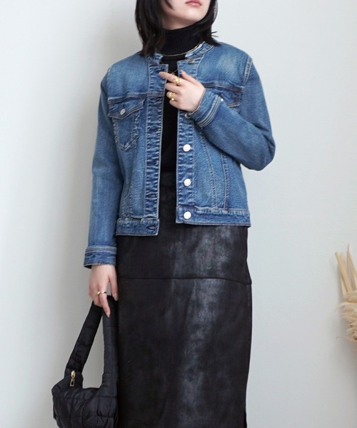SELECT LEVERY(セレクトリベリー)の「カットオフデニムジャケット(デニムジャケット・レディース・ワンウォッシュ/ネイビー/ブラック・LARGE/MEDIUM/SMALL/X-LARGE)」の5枚目の写真