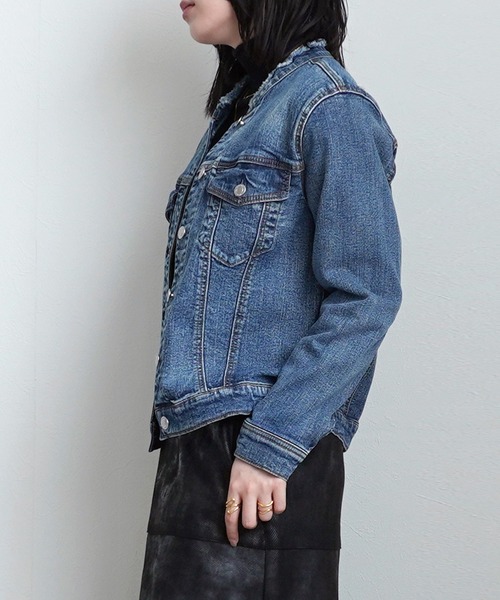 SELECT LEVERY(セレクトリベリー)の「カットオフデニムジャケット(デニムジャケット・レディース・ワンウォッシュ/ネイビー/ブラック・LARGE/MEDIUM/SMALL/X-LARGE)」の6枚目の写真