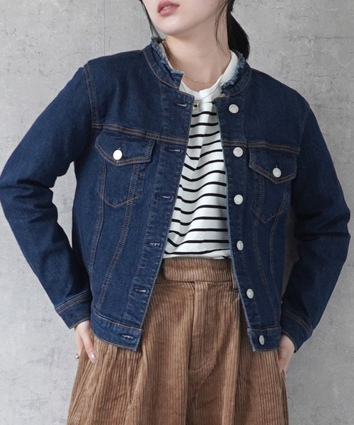 SELECT LEVERY(セレクトリベリー)の「カットオフデニムジャケット(デニムジャケット・レディース・ワンウォッシュ/ネイビー/ブラック・LARGE/MEDIUM/SMALL/X-LARGE)」の9枚目の写真