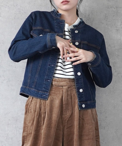 SELECT LEVERY(セレクトリベリー)の「カットオフデニムジャケット(デニムジャケット・レディース・ワンウォッシュ/ネイビー/ブラック・LARGE/MEDIUM/SMALL/X-LARGE)」の10枚目の写真