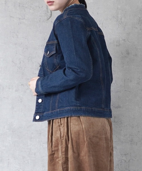 SELECT LEVERY(セレクトリベリー)の「カットオフデニムジャケット(デニムジャケット・レディース・ワンウォッシュ/ネイビー/ブラック・LARGE/MEDIUM/SMALL/X-LARGE)」の14枚目の写真