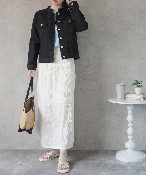 SELECT LEVERY(セレクトリベリー)の「カットオフデニムジャケット(デニムジャケット・レディース・ワンウォッシュ/ネイビー/ブラック・LARGE/MEDIUM/SMALL/X-LARGE)」の18枚目の写真