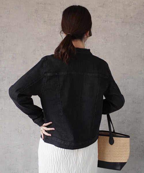 SELECT LEVERY(セレクトリベリー)の「カットオフデニムジャケット(デニムジャケット・レディース・ワンウォッシュ/ネイビー/ブラック・LARGE/MEDIUM/SMALL/X-LARGE)」の20枚目の写真