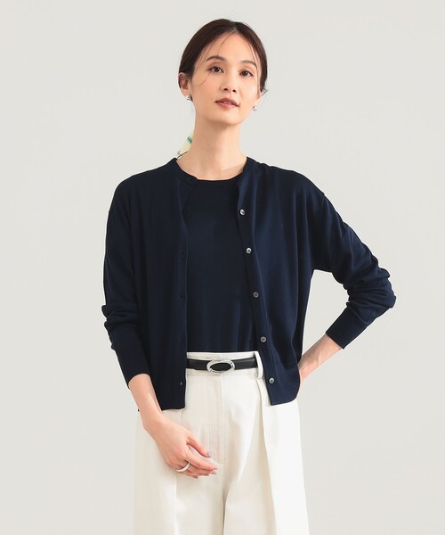 Demi-Luxe BEAMS(デミルクス ビームス)の「シルク クルーネック カーディガン(ニット/セーター・レディース・ネイビー/グレー・ONE SIZE)」の12枚目の写真