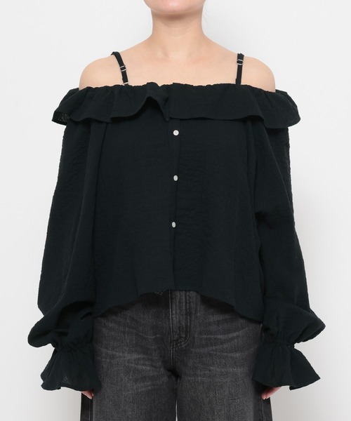 LOWRYS FARM(ローリーズファーム)の「2WAYフリルブラウス 638700(シャツ/ブラウス・レディース・イエロー/ブラック/アイボリー・FREE)」の13枚目の写真