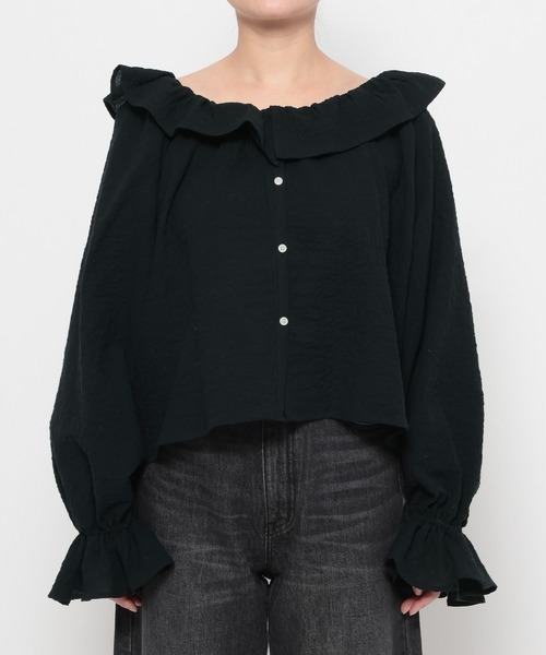 LOWRYS FARM(ローリーズファーム)の「2WAYフリルブラウス 638700(シャツ/ブラウス・レディース・イエロー/ブラック/アイボリー・FREE)」の14枚目の写真