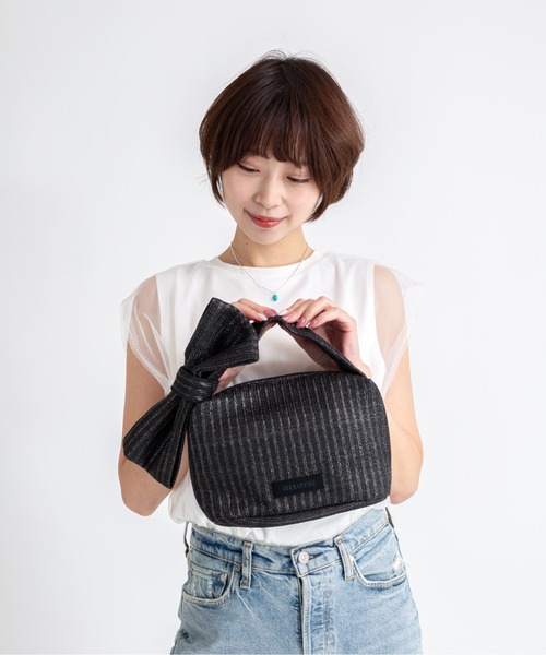 HELOYSE(エロイーズ)の「【HELOYSE/エロイーズ】リボンポーチ ハンドバッグ(ハンドバッグ・レディース・ベージュ/ブラック・FREE)」の14枚目の写真