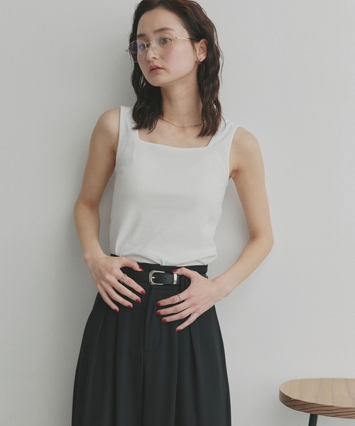 ad thie(アドティエ)の「前後2way リブタンクトップ(タンクトップ・レディース・チャコール/レッド/アイボリー/ブラック/オフホワイト/ライトブルー・MEDIUM/LL/LARGE/SMALL)」の13枚目の写真