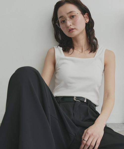 ad thie(アドティエ)の「前後2way リブタンクトップ(タンクトップ・レディース・チャコール/レッド/アイボリー/ブラック/オフホワイト/ライトブルー・MEDIUM/LL/LARGE/SMALL)」の14枚目の写真