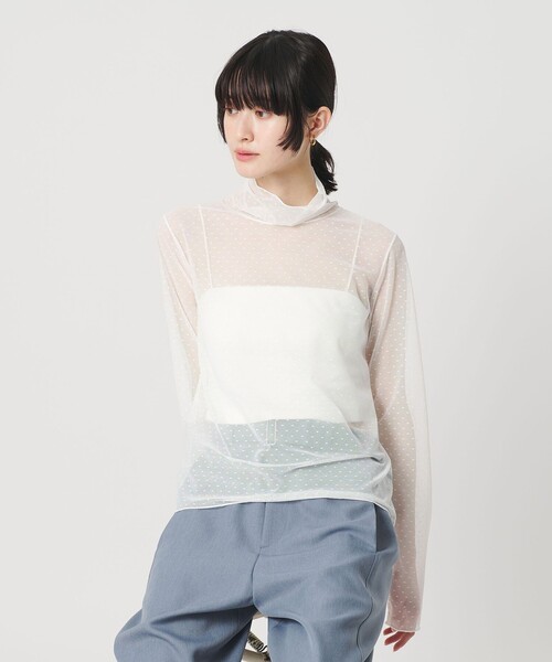 BEAUTY&YOUTH UNITED ARROWS(ビューティーアンドユースユナイテッドアローズ)の「【WEB限定 Wardrobe DAILY MINIMAL】ドット チュールタートルネックプルオーバー ウォッシャブル(Tシャツ/カットソー・レディース・オフホワイト/ブラック・FREE)」の11枚目の写真