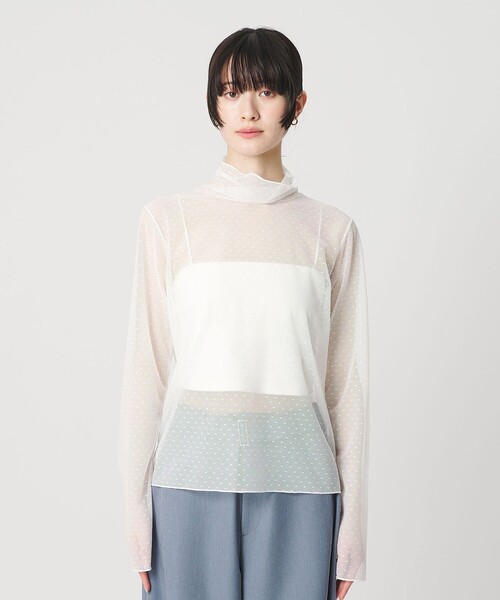 BEAUTY&YOUTH UNITED ARROWS(ビューティーアンドユースユナイテッドアローズ)の「【WEB限定 Wardrobe DAILY MINIMAL】ドット チュールタートルネックプルオーバー ウォッシャブル(Tシャツ/カットソー・レディース・オフホワイト/ブラック・FREE)」の13枚目の写真