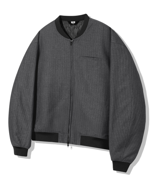 TRILLION(トリリオン)の「ピンストライプオフィサークロップボンバージャケット_グレー(ブルゾン・メンズ・その他・M/XL/L)」の3枚目の写真