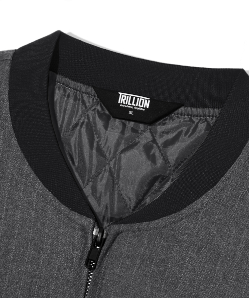 TRILLION(トリリオン)の「ピンストライプオフィサークロップボンバージャケット_グレー(ブルゾン・メンズ・その他・M/XL/L)」の6枚目の写真