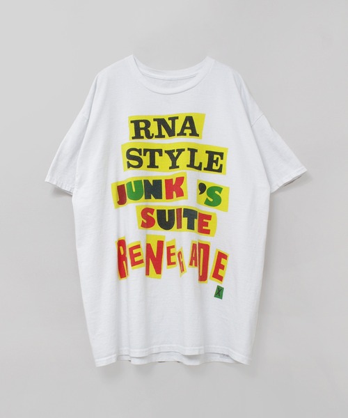 RNA(アールエヌエー)の「M2621 カットアップタイポプリントT(Tシャツ/カットソー・レディース・ホワイト/ブラック/ライトブルー・MEDIUM)」の20枚目の写真