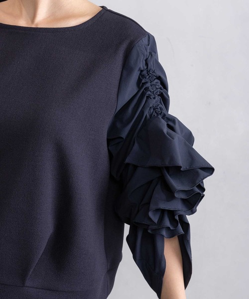 MARECHAL TERRE(マルシャルテル)の「ラッフルスリーブトップス(シャツ/ブラウス・レディース・オフホワイト/ブラック/ネイビー/サンドベージュ・MEDIUM)」の12枚目の写真