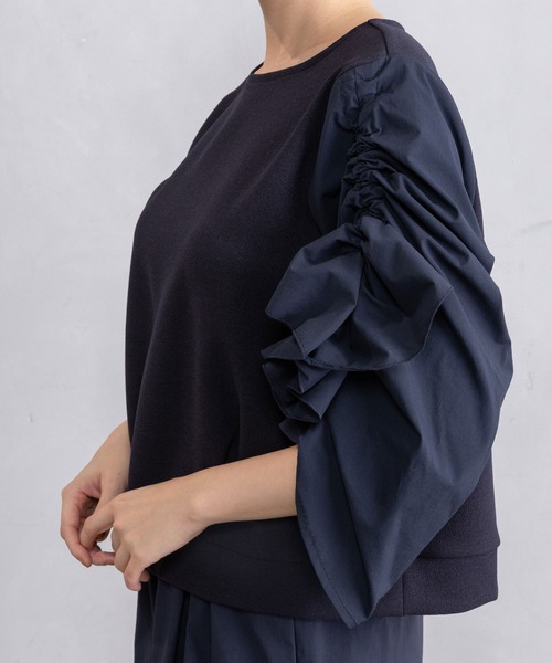 MARECHAL TERRE(マルシャルテル)の「ラッフルスリーブトップス(シャツ/ブラウス・レディース・オフホワイト/ブラック/ネイビー/サンドベージュ・MEDIUM)」の14枚目の写真