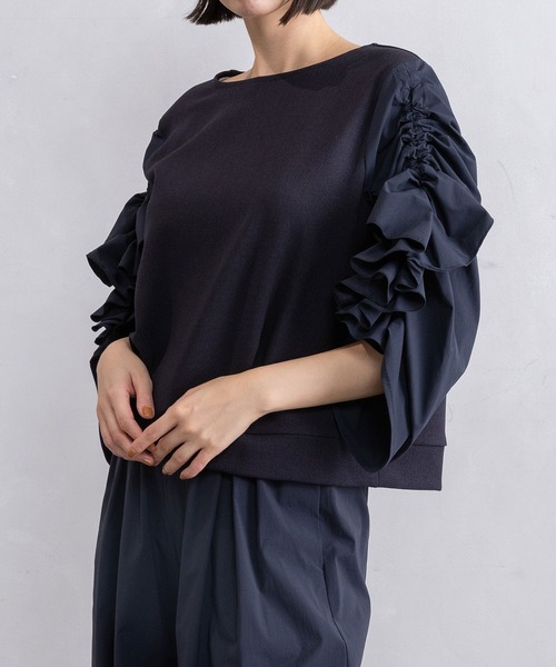 MARECHAL TERRE(マルシャルテル)の「ラッフルスリーブトップス(シャツ/ブラウス・レディース・オフホワイト/ブラック/ネイビー/サンドベージュ・MEDIUM)」の17枚目の写真