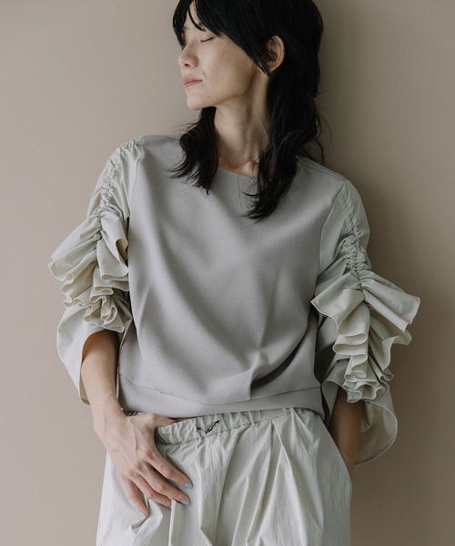 MARECHAL TERRE(マルシャルテル)の「ラッフルスリーブトップス(シャツ/ブラウス・レディース・オフホワイト/ブラック/ネイビー/サンドベージュ・MEDIUM)」の18枚目の写真