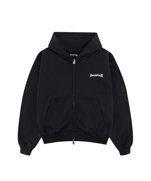 SUPPLIER（サプライヤー）の「ジップフーディ｜Black x Pink Cross Zip Hoodie V2｜SUPPLIER（パーカー・メンズ・ブラック・SMALL/MEDIUM/LARGE/X-LARGE/XX-LARGE）」の2枚目の写真